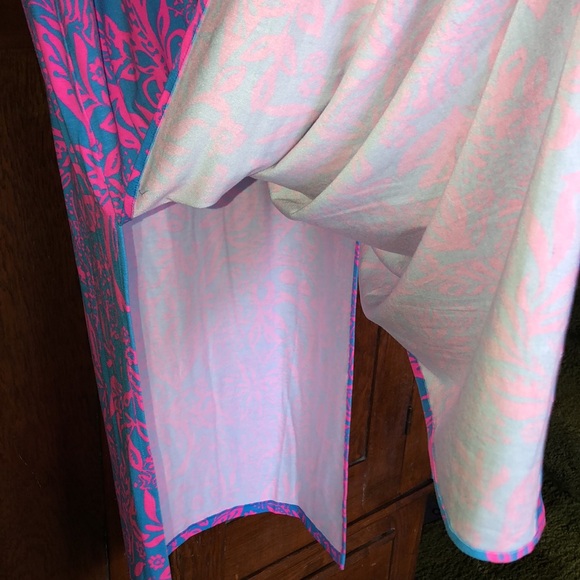Lilly Pulitzer Morgann 3/4 Sleeve Maxi Dress Aura Pink Leaf An Impression Large - Picture 6 of 14